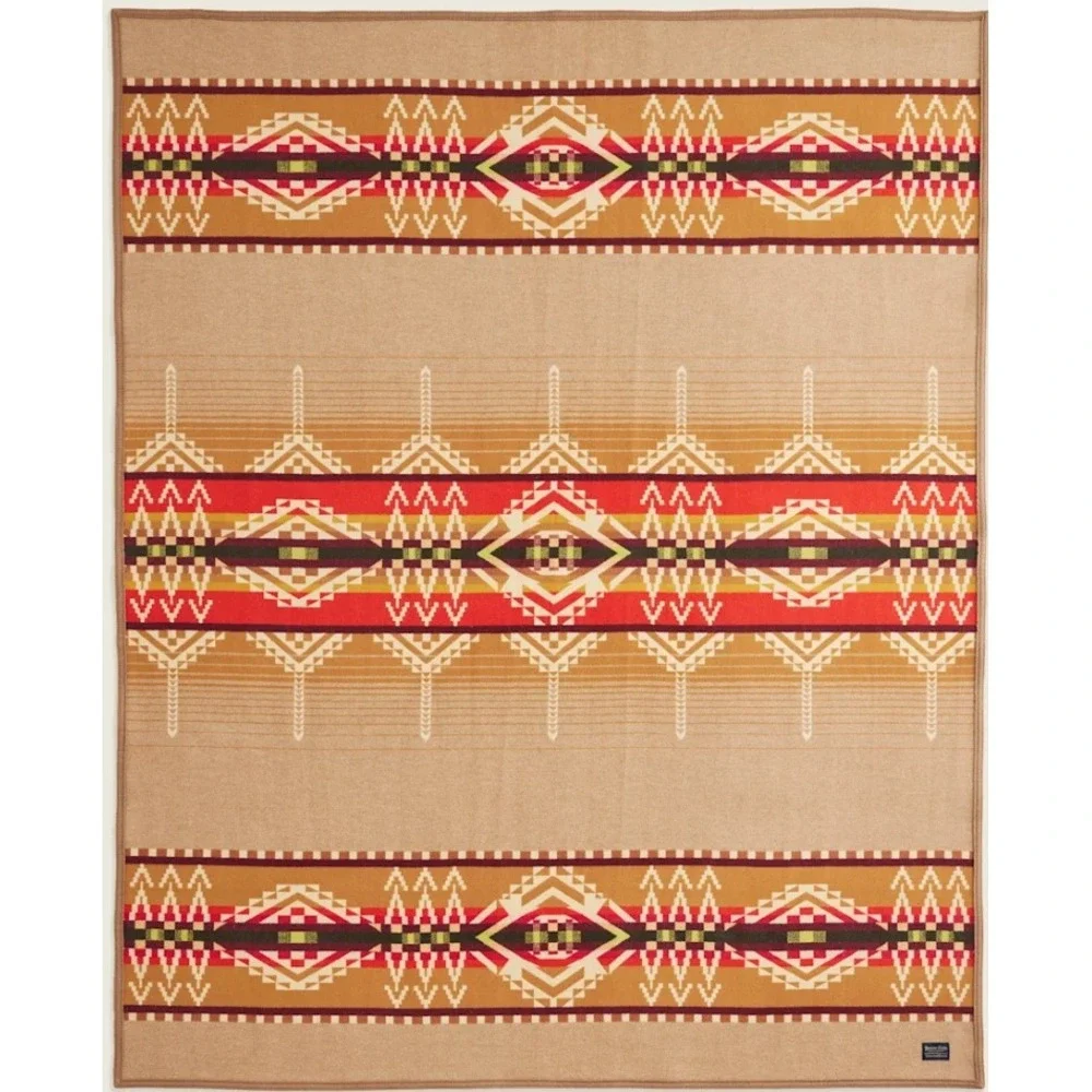 Pendleton Beacon Rock Blanket Wool Blend Beaver State Jacquard Unnapped Robe New